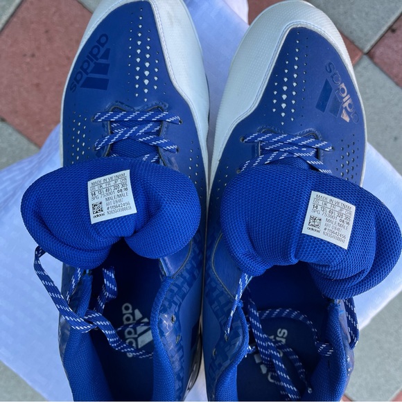 Adidas NWOB Power Alley 4 Size 14 US Metal Cleats Blue/White Baseball Shoes - Picture 12 of 12
